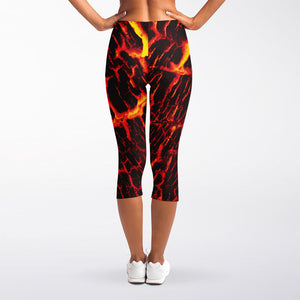 Lava Burning Print Women's Capri Leggings