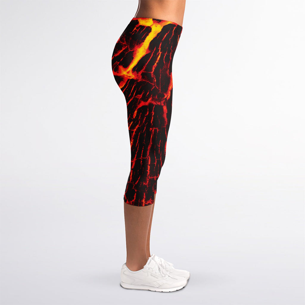 Lava Burning Print Women's Capri Leggings