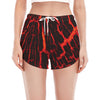 Lava Burning Print Women's Split Running Shorts