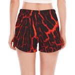 Lava Burning Print Women's Split Running Shorts