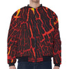 Lava Burning Print Zip Sleeve Bomber Jacket