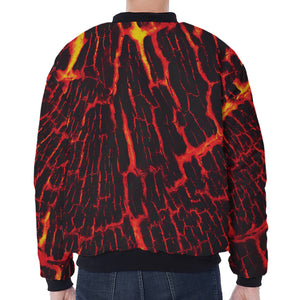 Lava Burning Print Zip Sleeve Bomber Jacket