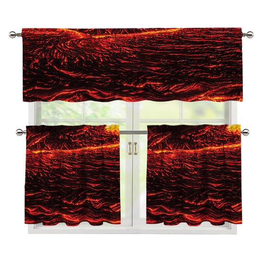 Lava Flow Print 3 Piece Kitchen Curtains