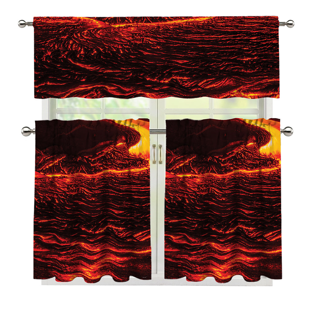 Lava Flow Print 3 Piece Kitchen Curtains