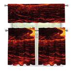 Lava Flow Print 3 Piece Kitchen Curtains