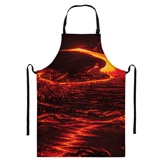 Lava Flow Print Bib Apron With Pocket