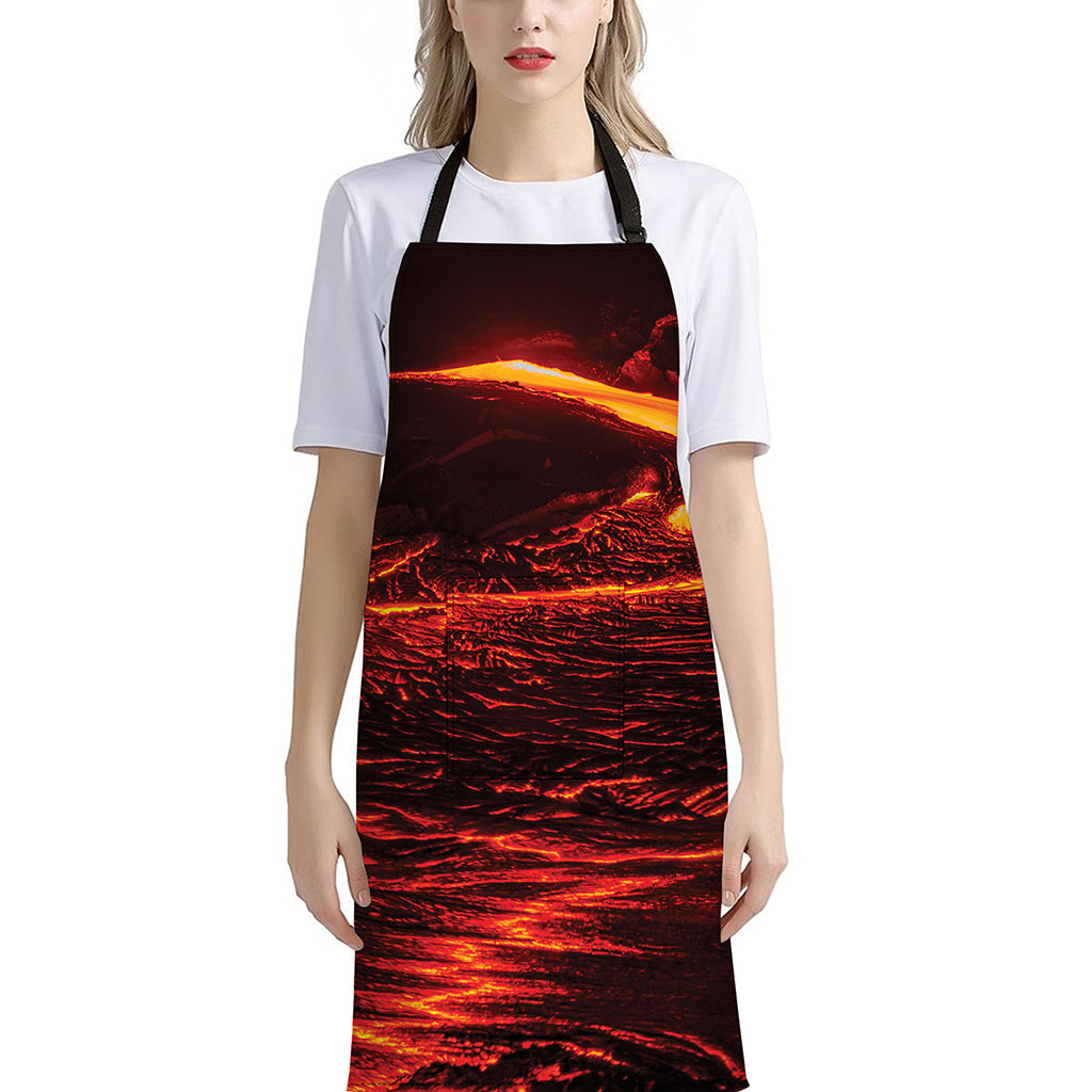 Lava Flow Print Bib Apron With Pocket