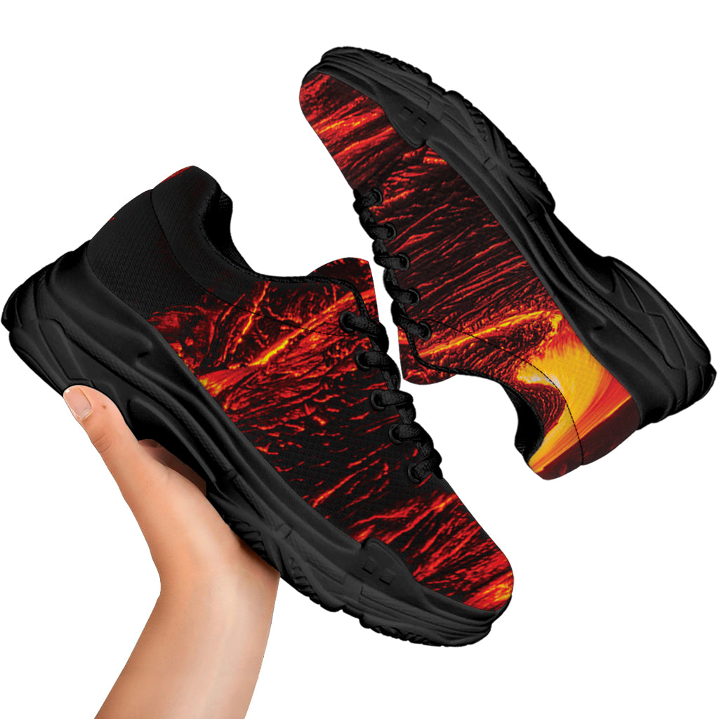 Lava Flow Print Black Chunky Shoes