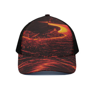 Lava Flow Print Black Mesh Trucker Cap