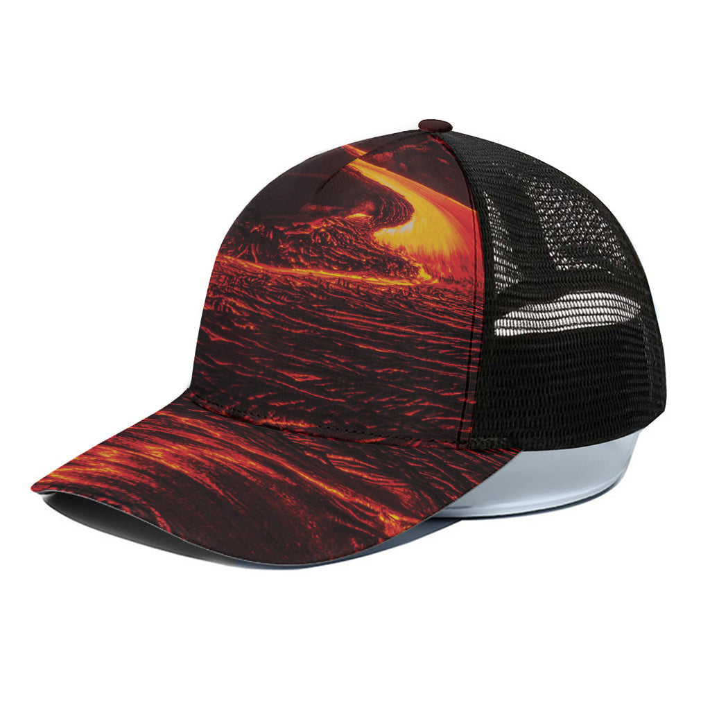 Lava Flow Print Black Mesh Trucker Cap