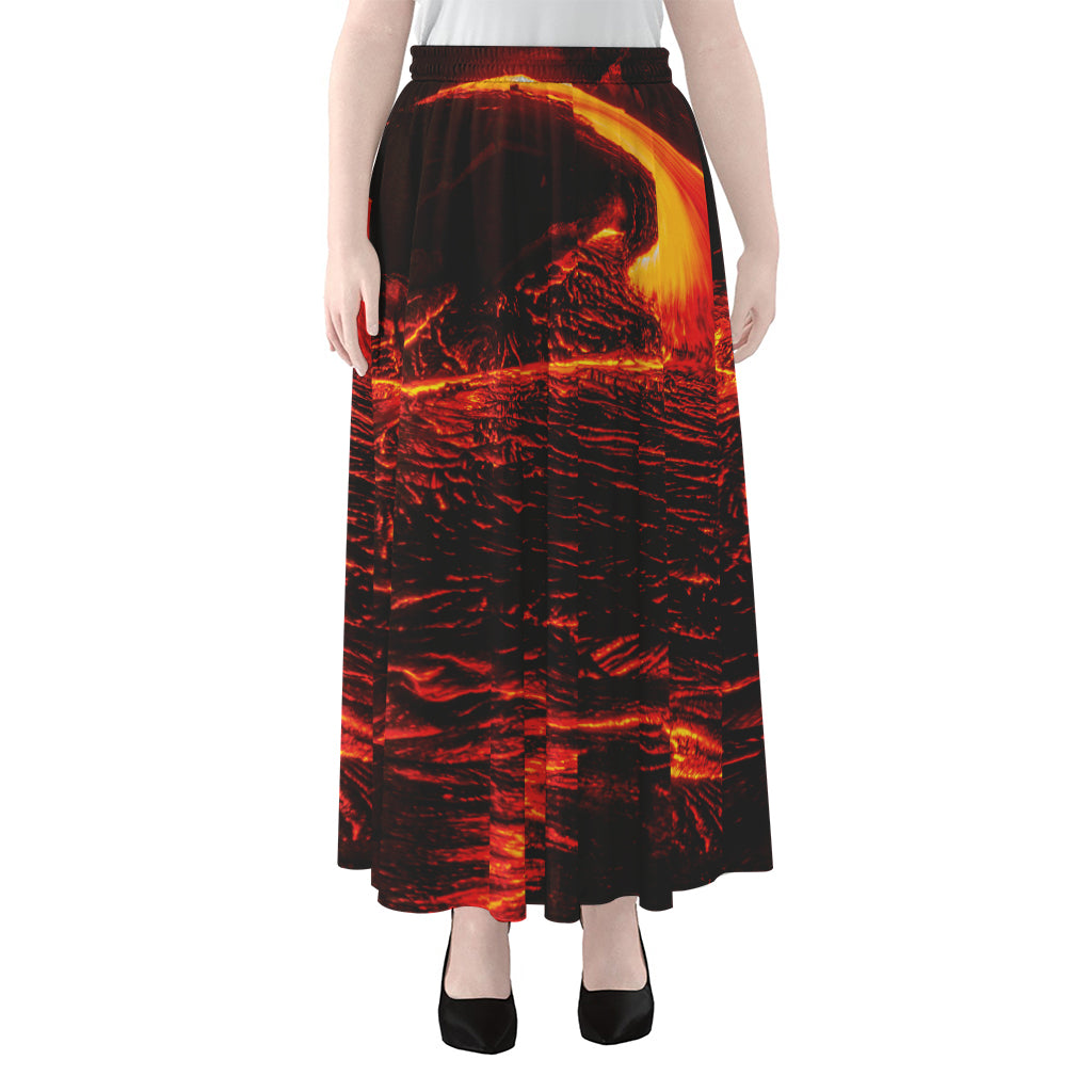 Lava Flow Print Chiffon Maxi Skirt