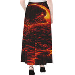 Lava Flow Print Chiffon Maxi Skirt