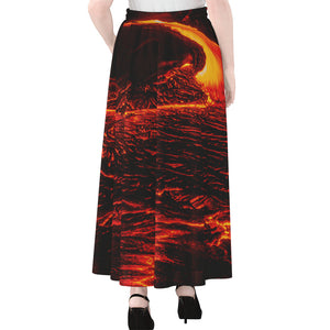 Lava Flow Print Chiffon Maxi Skirt