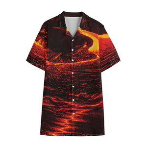 Lava Flow Print Cotton Hawaiian Shirt