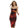 Lava Flow Print Cross Back Cami Dress