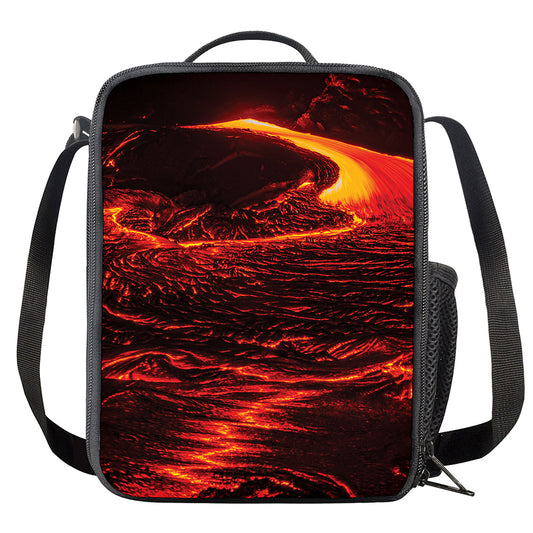 Lava Flow Print Crossbody Lunch Bag