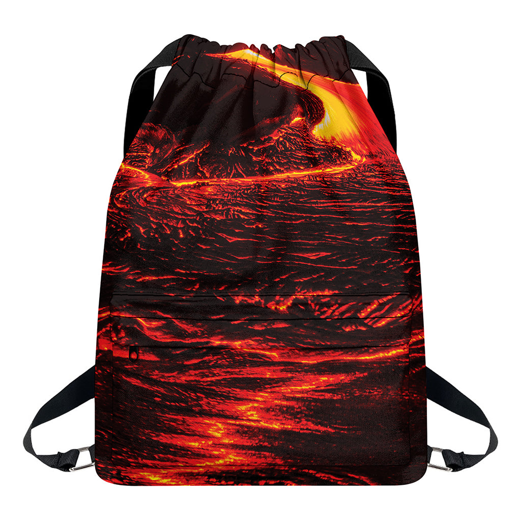 Lava Flow Print Drawstring Backpack
