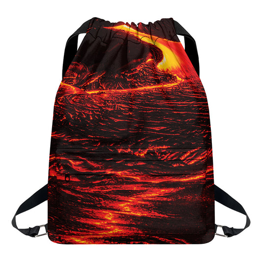 Lava Flow Print Drawstring Backpack