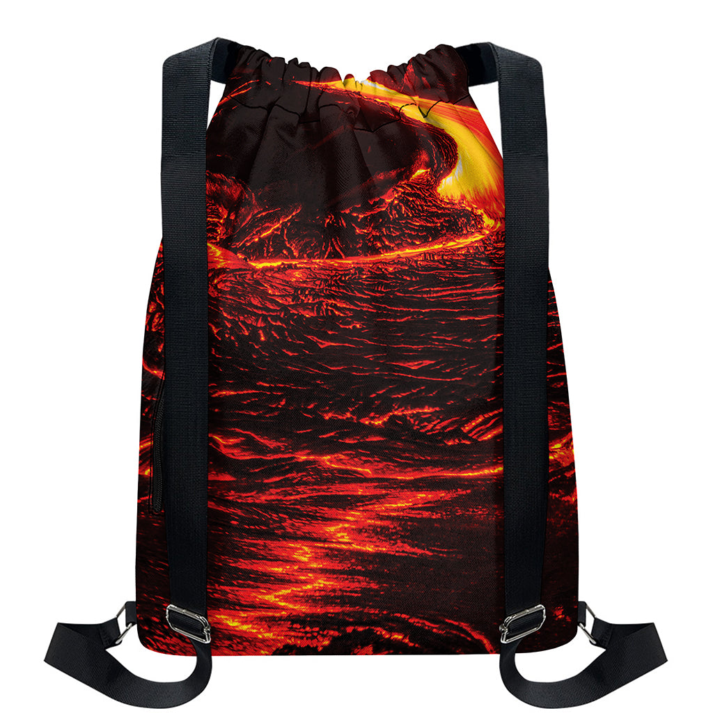 Lava Flow Print Drawstring Backpack