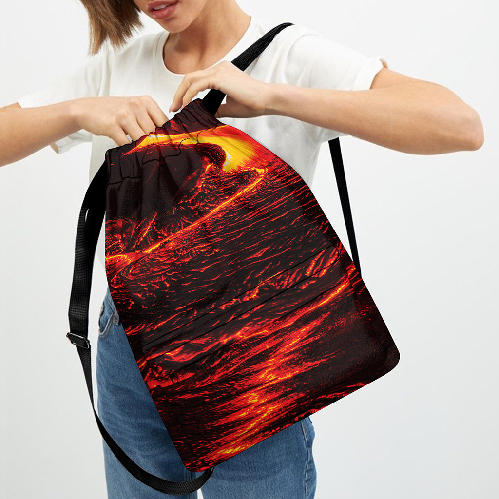 Lava Flow Print Drawstring Backpack