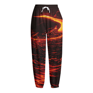 Lava Flow Print Fleece Lined Knit Pants