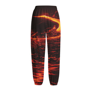 Lava Flow Print Fleece Lined Knit Pants