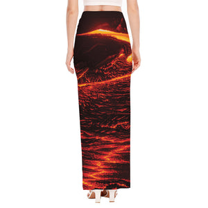 Lava Flow Print High Slit Maxi Skirt