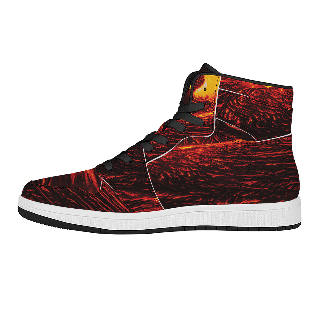 Lava Flow Print High Top Leather Sneakers