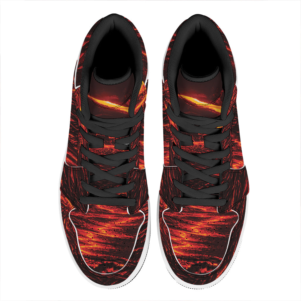 Lava Flow Print High Top Leather Sneakers