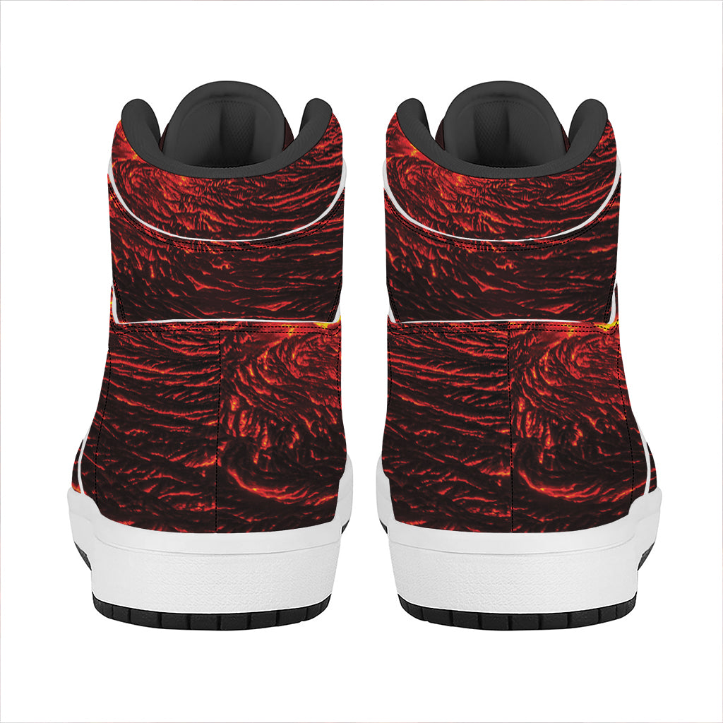 Lava Flow Print High Top Leather Sneakers