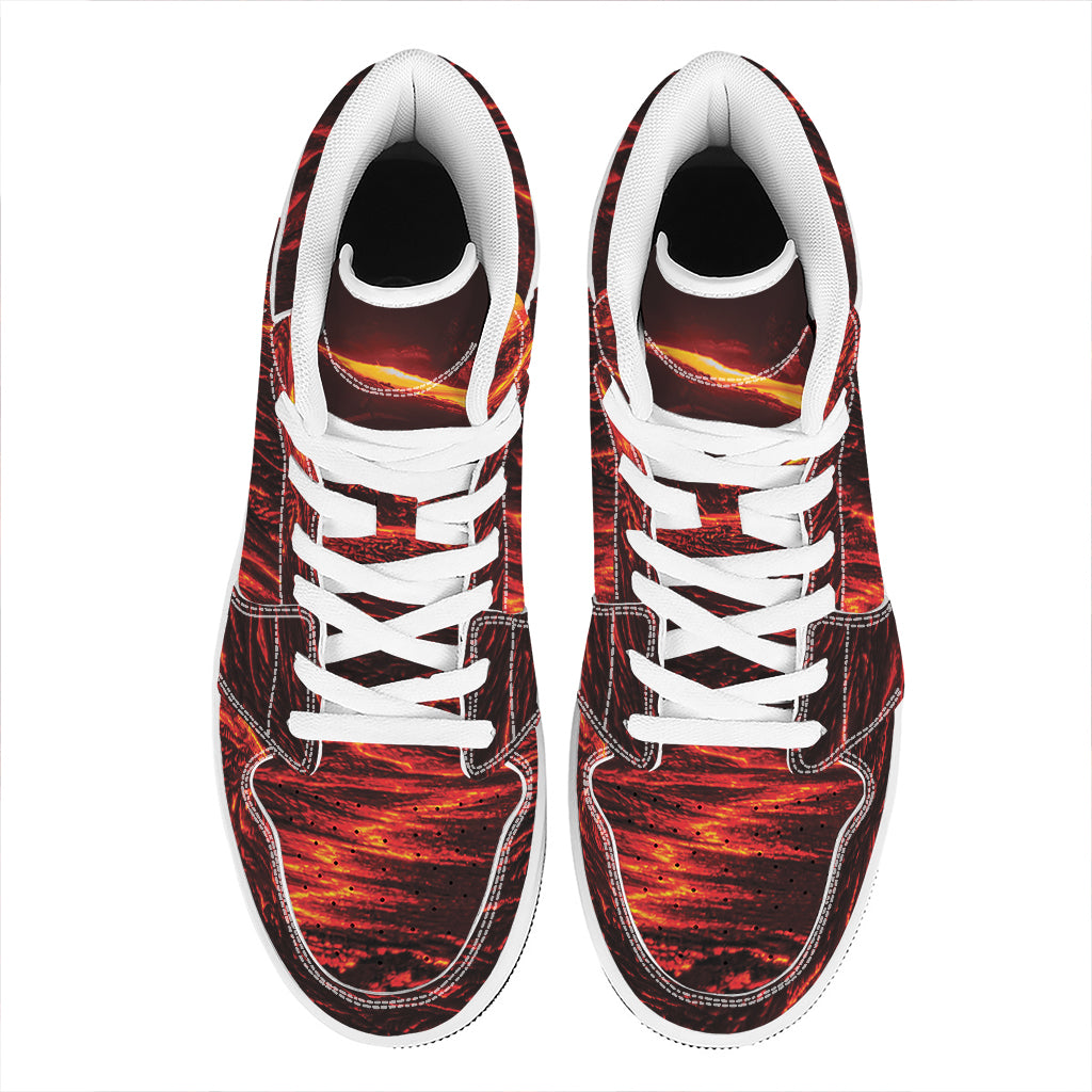 Lava Flow Print High Top Leather Sneakers