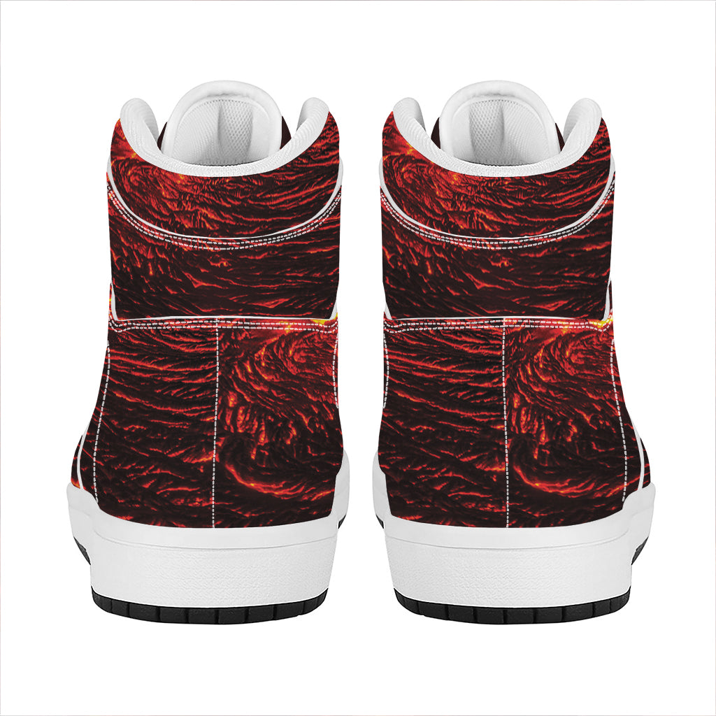 Lava Flow Print High Top Leather Sneakers