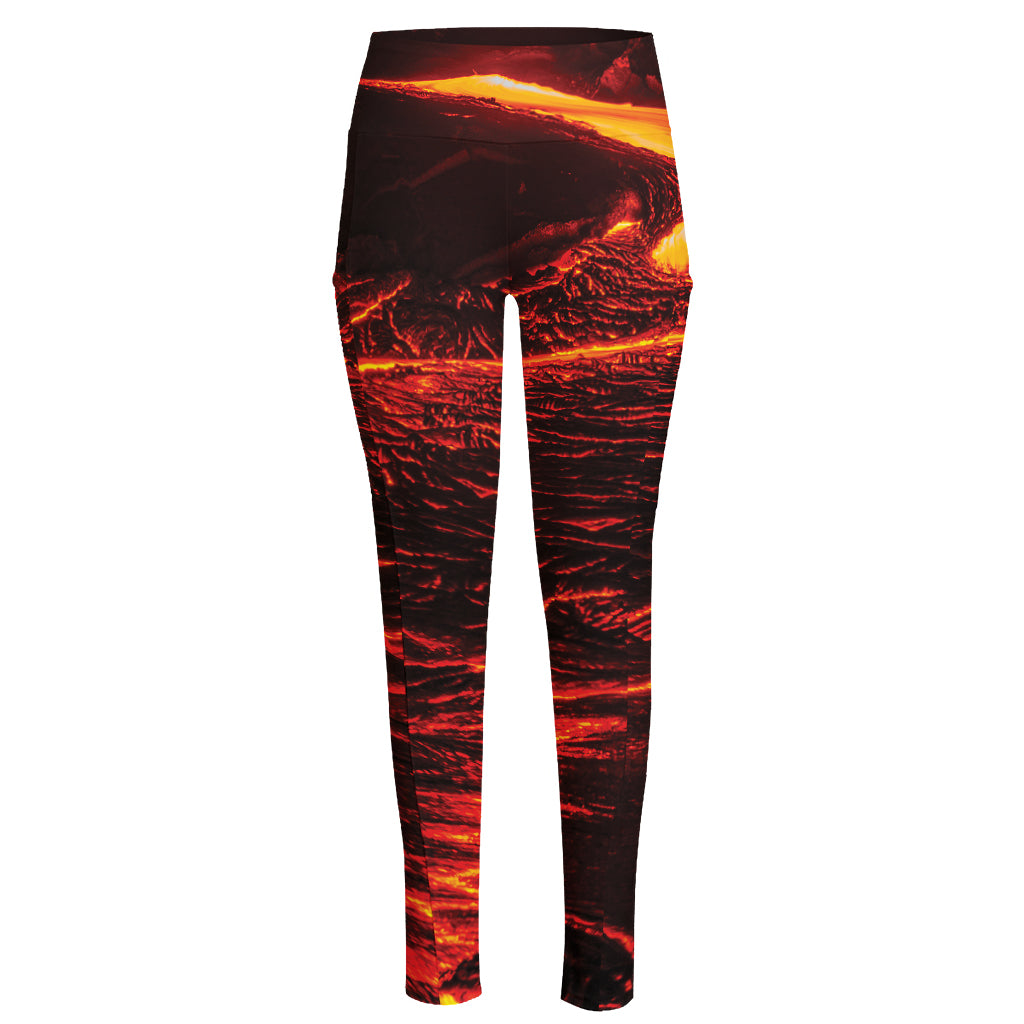 Lava Flow Print High-Waisted Pocket Leggings