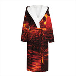 Lava Flow Print Hooded Bathrobe