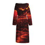 Lava Flow Print Hooded Bathrobe