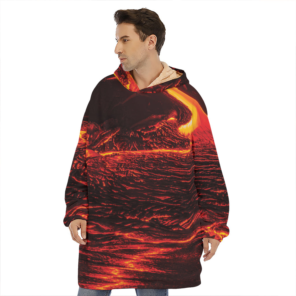 Lava Flow Print Hoodie Blanket