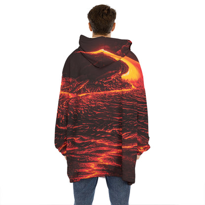Lava Flow Print Hoodie Blanket