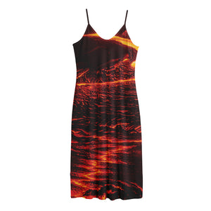 Lava Flow Print Jersey Midi Cami Dress