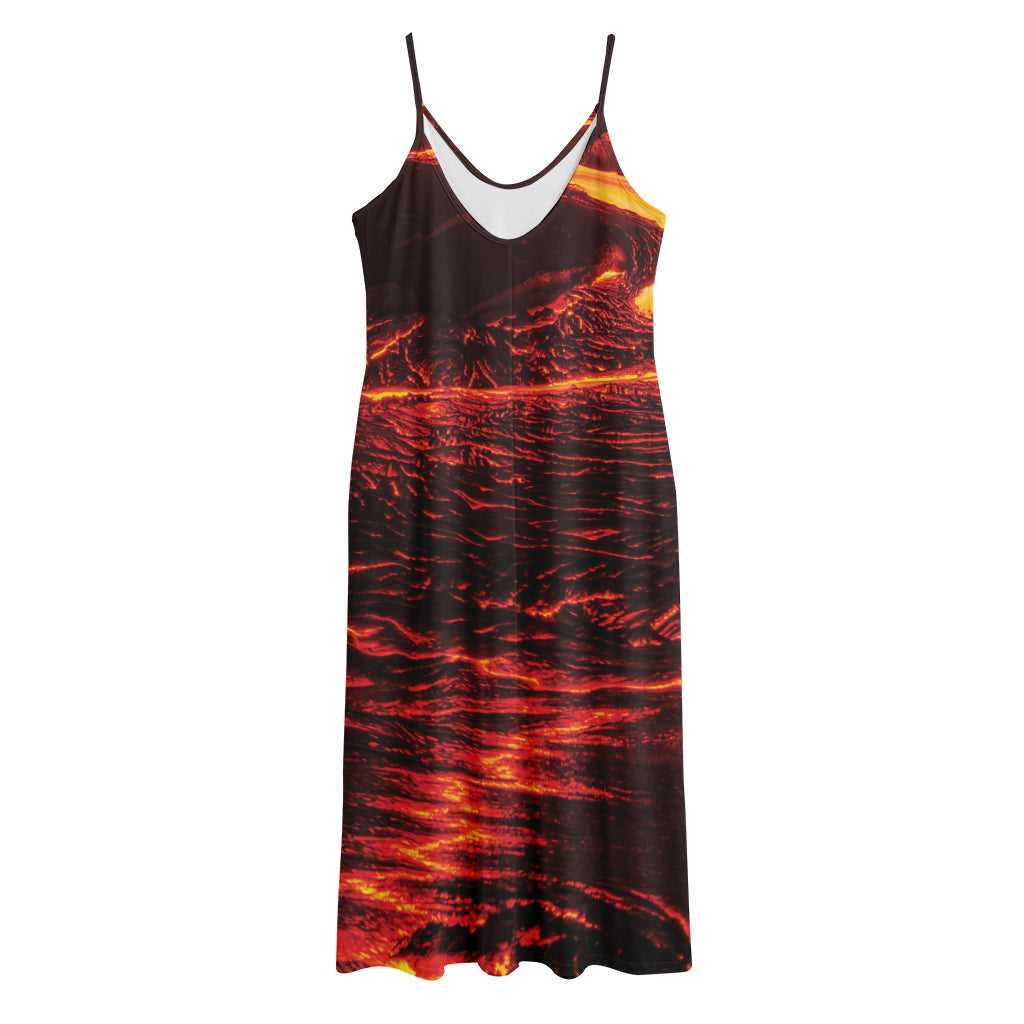 Lava Flow Print Jersey Midi Cami Dress