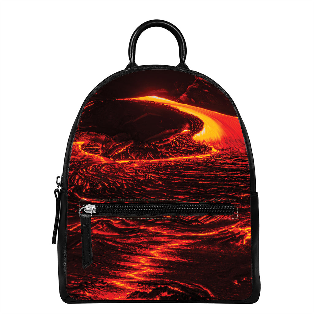 Lava Flow Print Leather Backpack