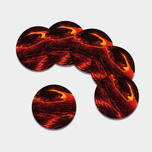Lava Flow Print Leather Coaster Set