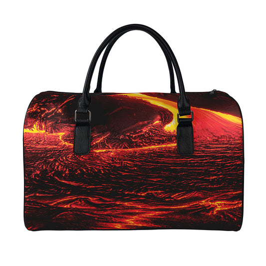 Lava Flow Print Leather Duffle Bag