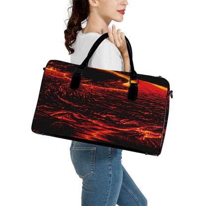 Lava Flow Print Leather Duffle Bag