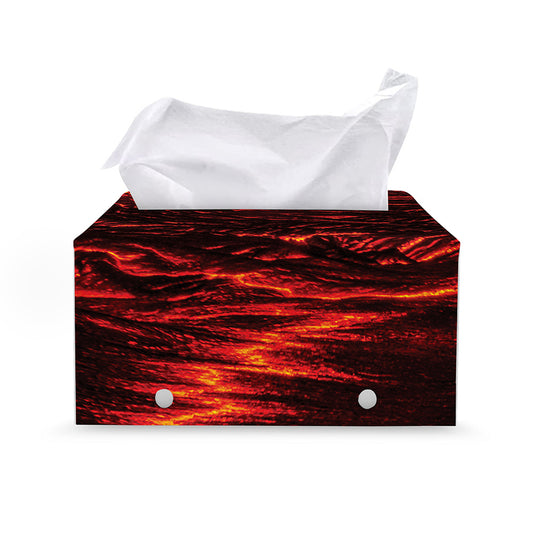 Lava Flow Print Leather Tissue Box Cover
