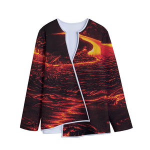 Lava Flow Print Long Sleeve Short Coat