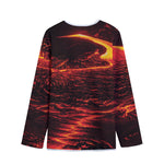 Lava Flow Print Long Sleeve Short Coat