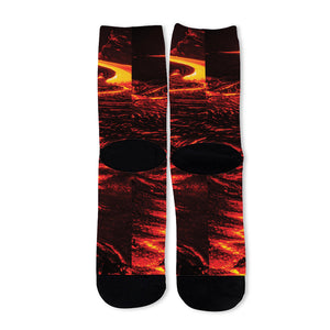 Lava Flow Print Long Socks