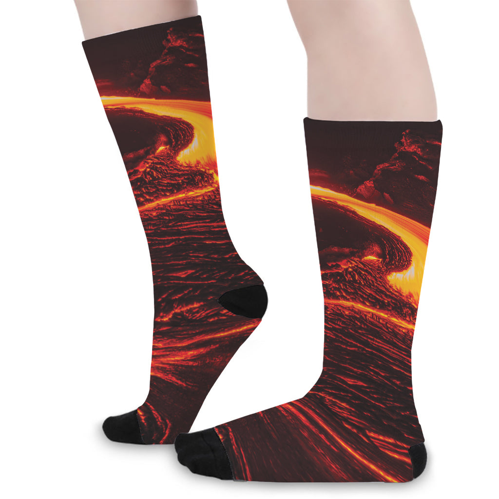 Lava Flow Print Long Socks