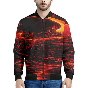 Lava Flow Print Men's Bomber Jacket