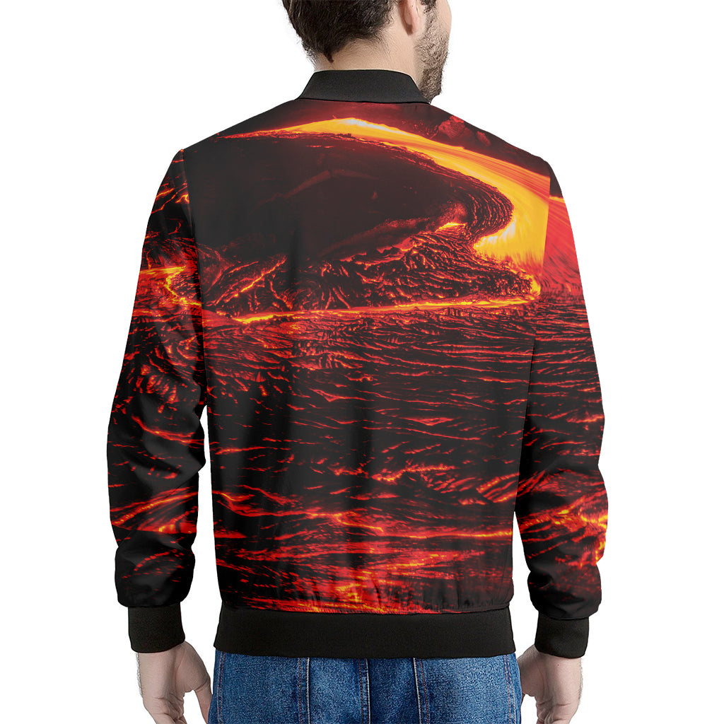 Lava Flow Print Men's Bomber Jacket